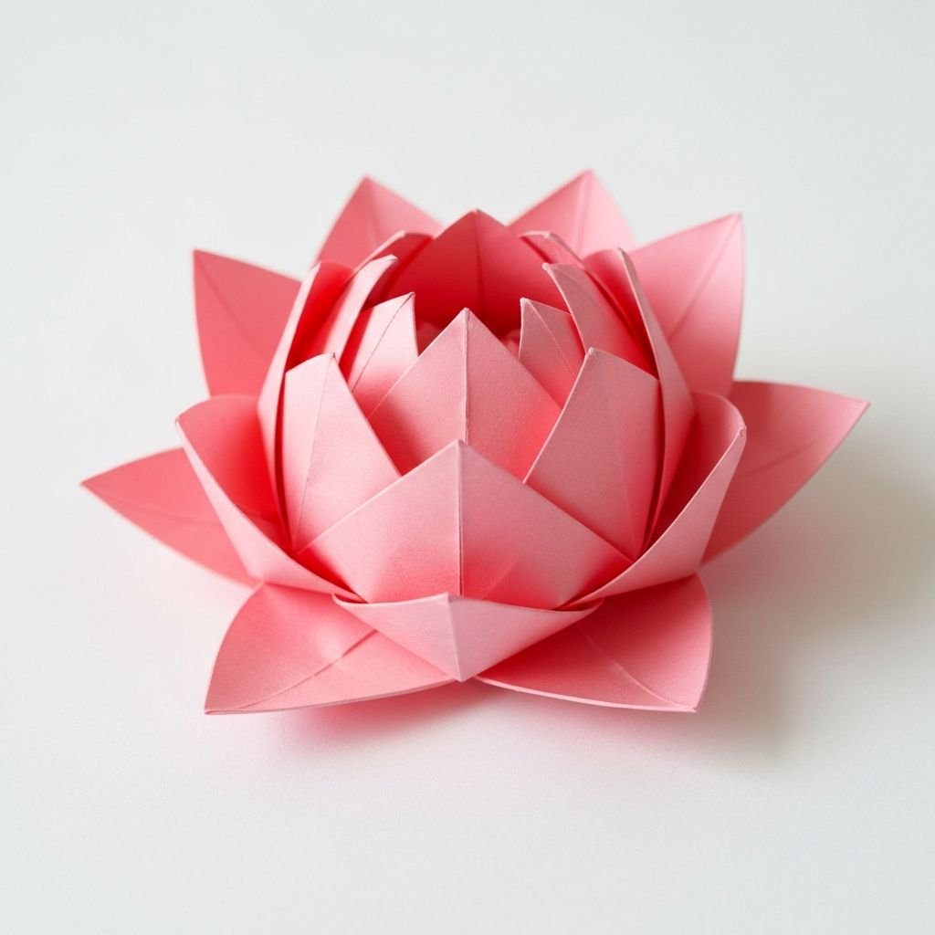 Flor de loto rosa de origami